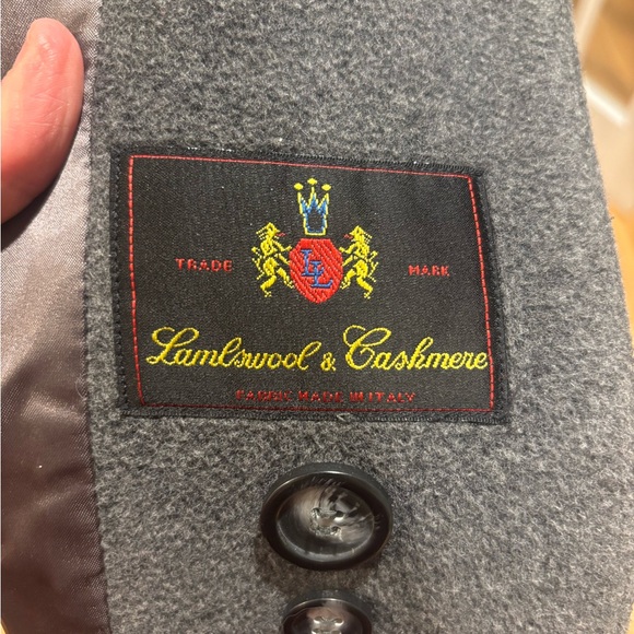 Lambswool & Cashmere Grey Classic Button Front Coat w/ Pockets Size 10P - Picture 4 of 8